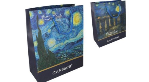 H.C.033-1821 Ajándéktáska papír 40x30x15cm, Van Gogh:Csillagos éj/Csillagos éj a Rhone folyó felett