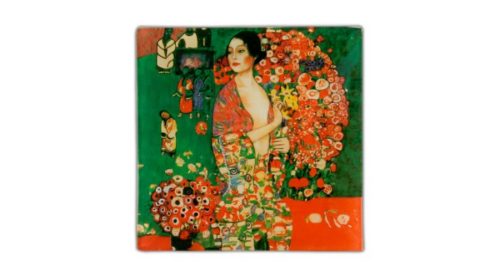 H.C.198-1017 Üvegtányér 13x13cm,Klimt:A táncos