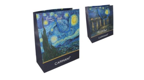 H.C.033-1801 Ajándéktáska papír,20x25x10cm, Van Gogh:Csillagos éj/Csillagos éj a Rhone folyó felett
