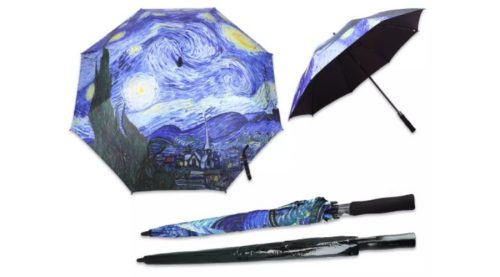 H.C.021-6622 Esernyő, Hossz: 93 cm, dia: 120 cm, Van Gogh: Csillagos Éj