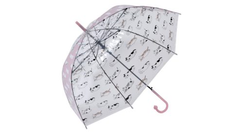 CLEEF.JZUM0055P Esernyő 86x60cm,átlátszó-pink,macskás